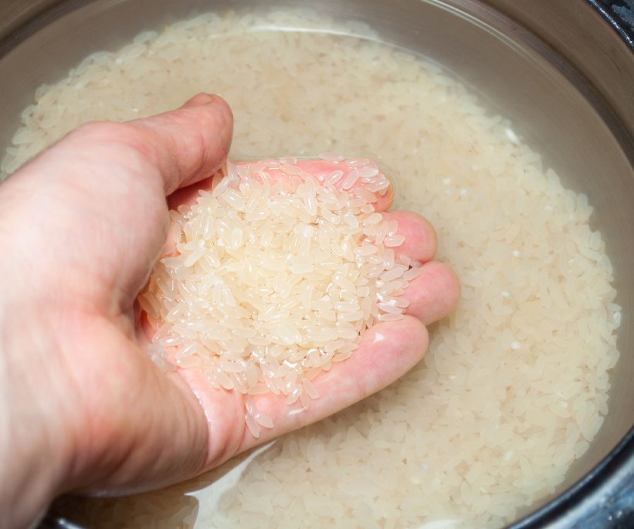 Proceso de preparación de Mango Sticky Rice